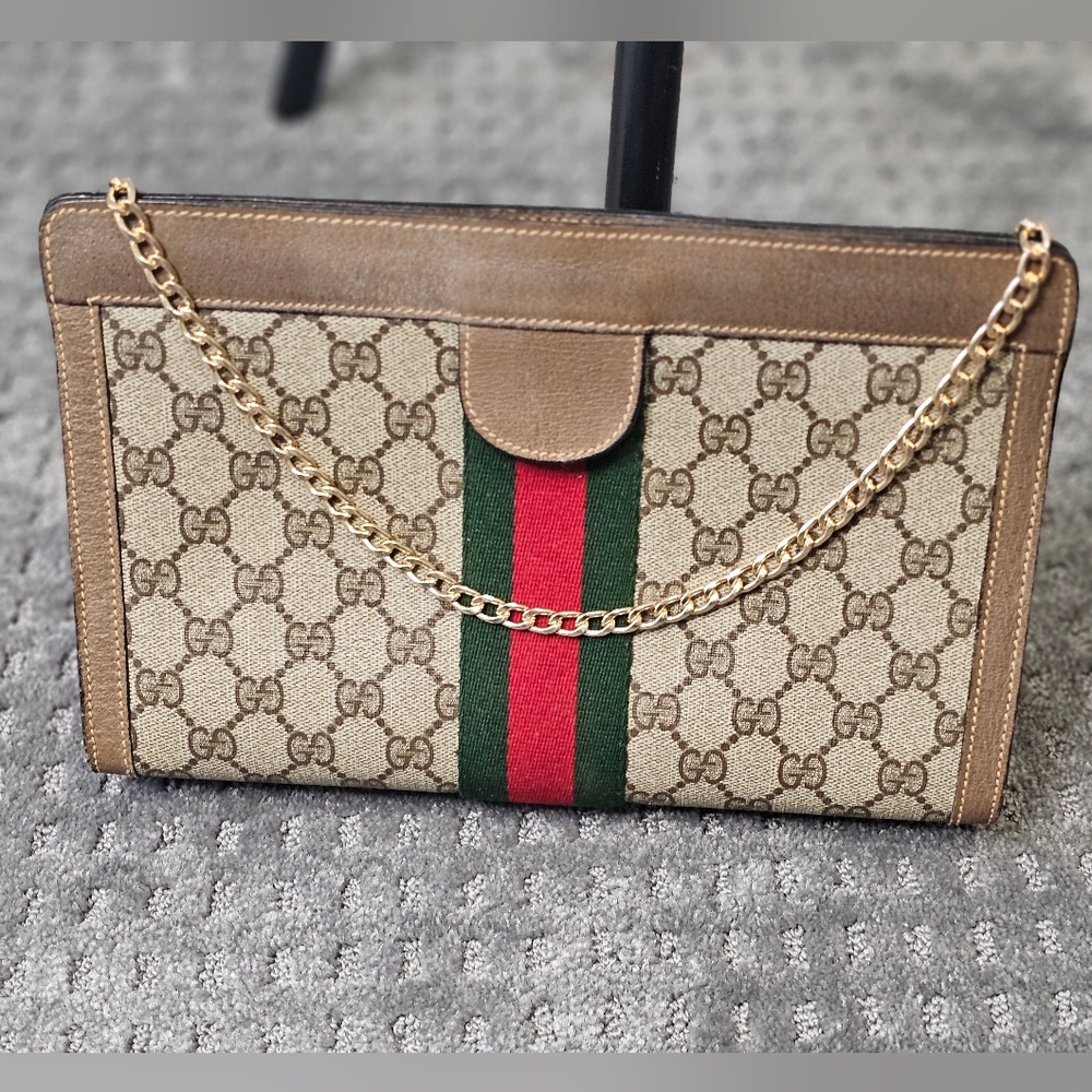 GUCCI Web Supreme Coated Canvas Crossbody or Clutch Bag